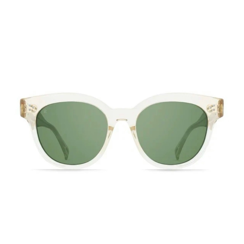 RAEN Clear Frame Sunglasses with Green Lenses